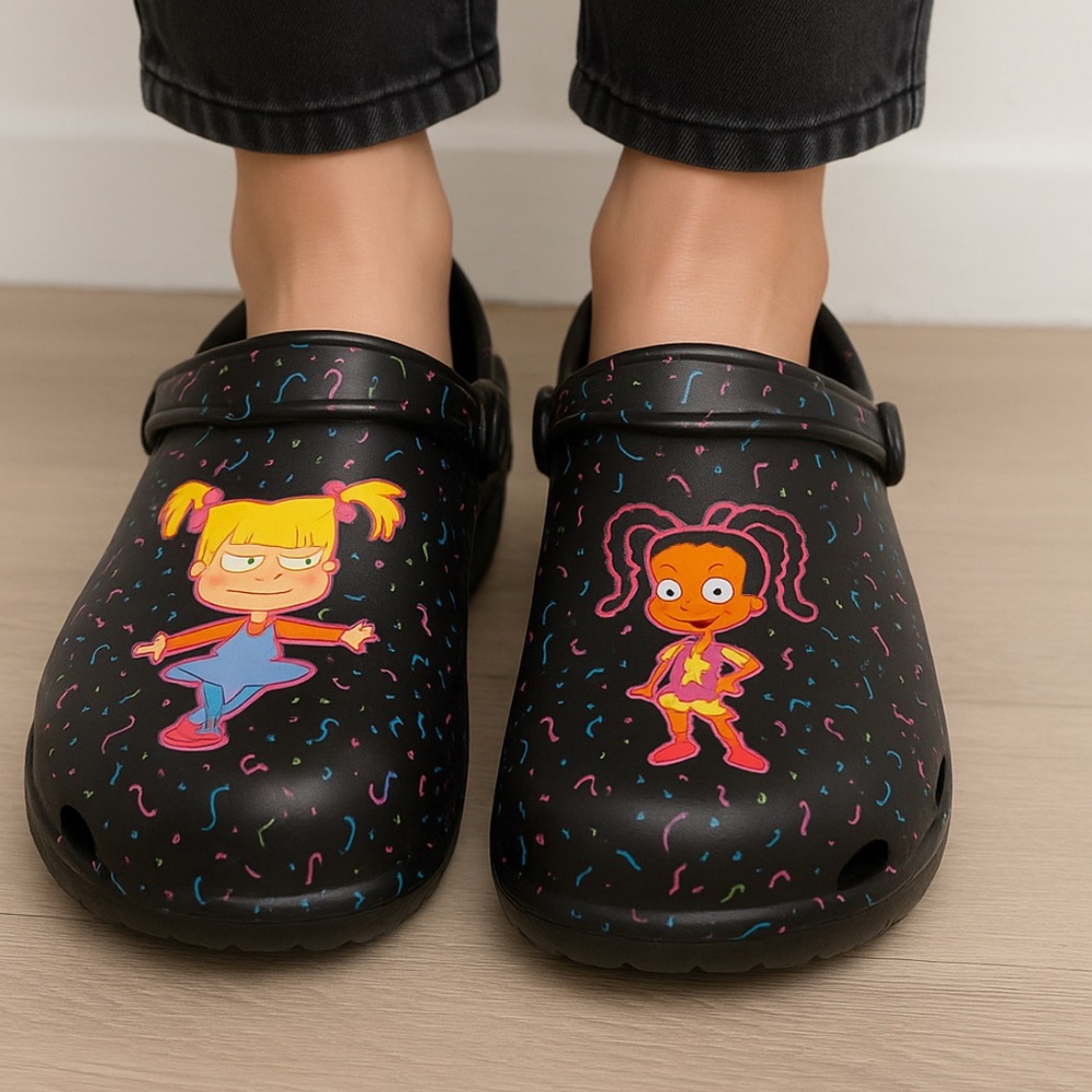 Rugrats CartoonClogs,Angelica &Susie.Black Multicolor Kids. Size US 2/3 (O4)✨✨